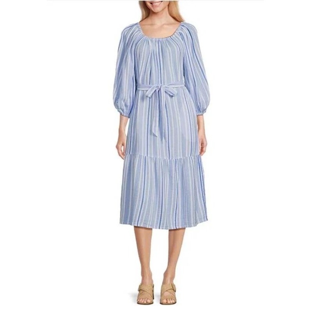 TOMMY BAHAMA Island Gauze Villa Solstice Off-the-Shoulder Dress Blue Women Large